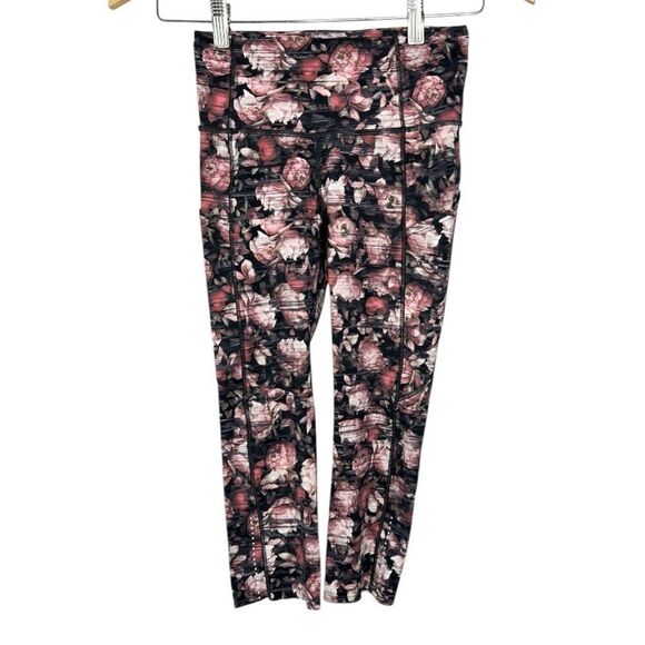 lululemon Womens 4 Peony Multi Fast & Free Crop Leggings - Picture 2 of 7